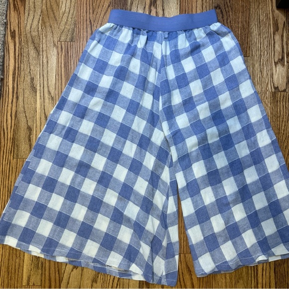 L'ATISTE Blue and White Checkered Palazzo Pants - Picture 1 of 9